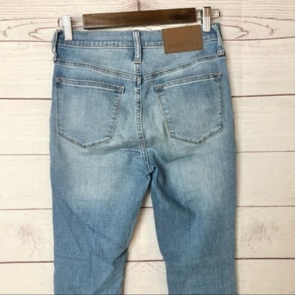 J. Crew Mercantile High Rise Raw Hem Light Wash Skinny Jeans 25 - Picture 6 of 8